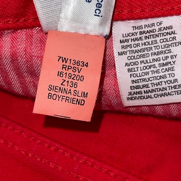 Lucky Brand Women’s Red Slim Sienna Boyfriend Distressed Jeans Size 8/29 - Picture 11 of 11
